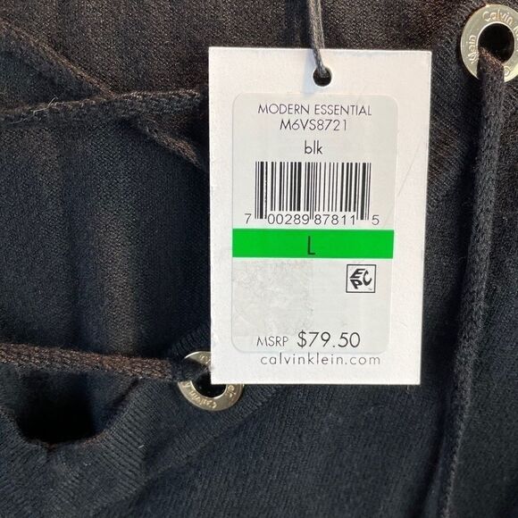 NWT Calvin Klein Black Long Sleeve Top Size L - Picture 10 of 11